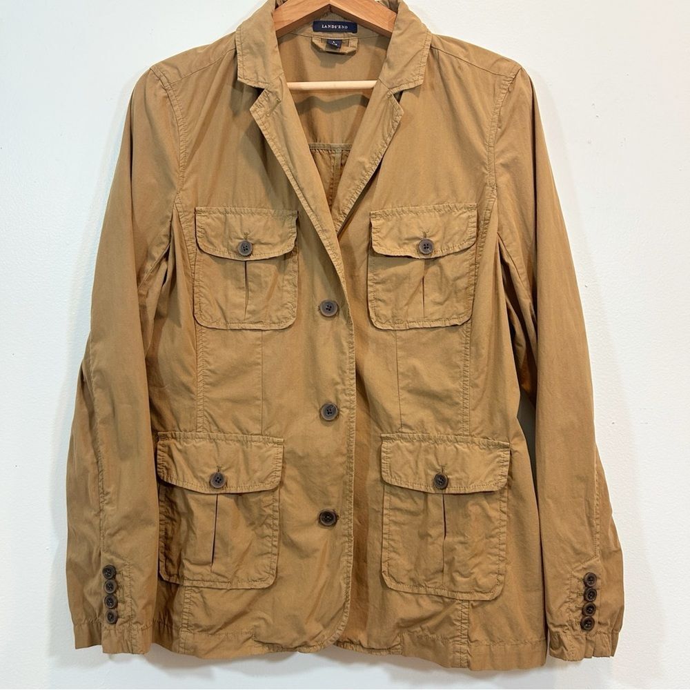 Lands' End Utility Barn Jacket Khaki Size 14/16 100% Cotton Easy Care